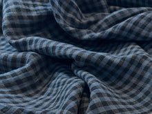 Load image into Gallery viewer, Denim Blue Gingham 100% Cotton Double Gauze  1/4 Metre Price