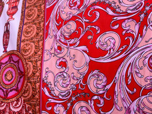 #1099 Designer Red & Coral 100% Cotton Panel Remnant