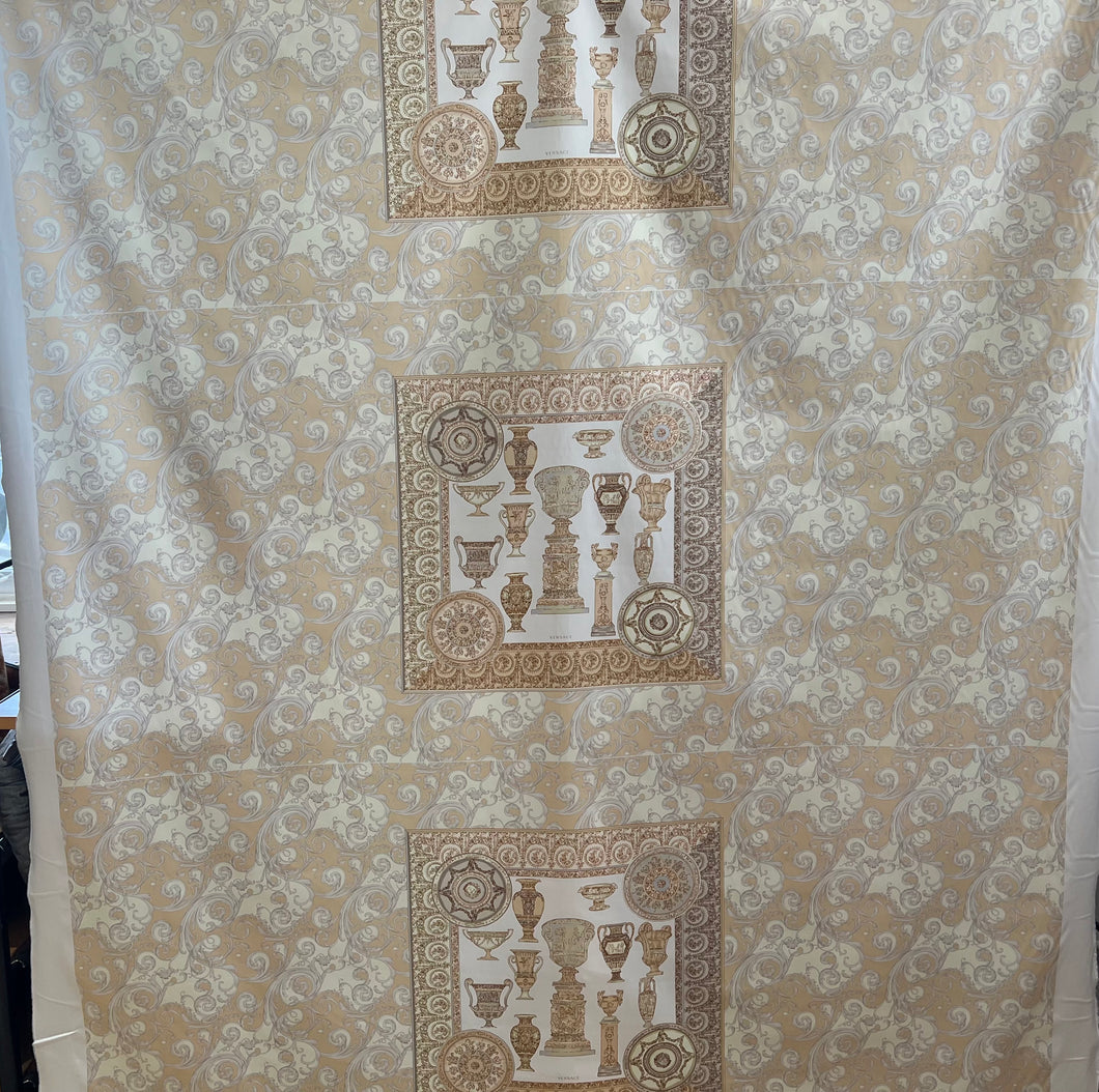 #1092 Designer Cream & Soft Peach 100% Cotton Panel Remnant 3x available