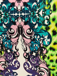 Designer Baroque Navy & Green 100% Polyester Panel       Price per Panel