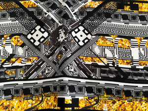#1086 Designer Baroque Black & Gold 100% Polyester Remnant