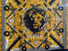 Load image into Gallery viewer, Designer Gold &amp; Black Lion 92% Cotton 8% Elastane Knit Panel       Price per Panel