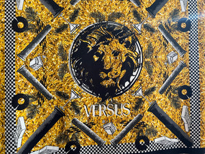 Designer Gold & Black Lion 92% Cotton 8% Elastane Knit Panel       Price per Panel