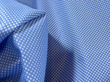 Load image into Gallery viewer, FF#2  Baby Blue White Pin Dot  100%Cotton Italian Shirting Remnant 70% OFF