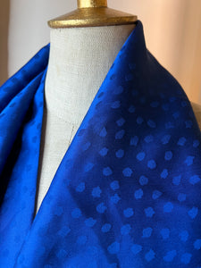 Royal Blue Jacquard  100% Silk Charmeuse Infinity Scarf
