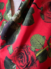 Load image into Gallery viewer, Red Roses 100% Silk Crepe Infinity Scarf