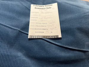 FF#365 Airforce Blue 98% Cotton 2% Elastane Wide Wale Corduroy Remnant 75% Off!! 2x Available