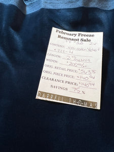 FF#369 Marine Blue 100% Cotton Velvet Remnant 75% Off!!