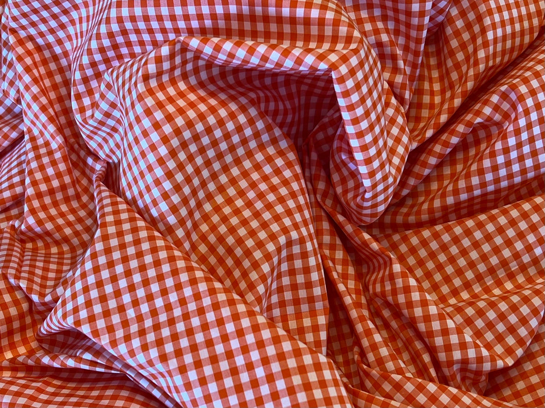 FF#456 Orange Gingham 100%Cotton Italian Shirting Remnant 75% Off!! 2x Available