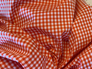 FF#456 Orange Gingham 100%Cotton Italian Shirting Remnant 75% Off!! 2x Available