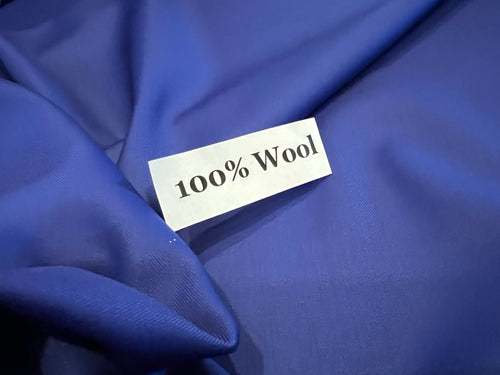 Electric Royal Blue  100% Wool Gabardine Suiting.   1/4 Metre Price