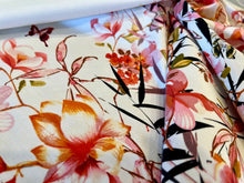 Load image into Gallery viewer, Butterfly Garden Border 97% Cotton 3% Spandex Sateen.    1/4 Metre Price