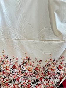 Double Border Floral 100% Polyester Charmeuse  50% Off   1/4 Metre Price