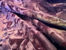 Load image into Gallery viewer, Burgundy &amp; Gold Crushed Stretch Velvet 93% Polyester 7% Spandex     1/4 Meter Price