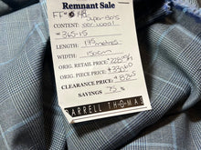 Load image into Gallery viewer, FF#148 Steel Blue Plaid Super 130's  100% Wool Gabardine Remnant 75% Off!!