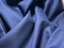 Load image into Gallery viewer, FF#149 Deep Royal Blue Windowpane Check 100% Wool Gabardine Remnant 75% Off!!