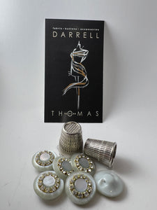 Grey/Green Plastic with Rhinestone Ring Button