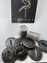 Load image into Gallery viewer, Charcoal Grey Carved MOP Button