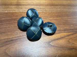 Blue Grey Woven Leather Button