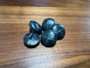 Blue Grey Woven Leather Button