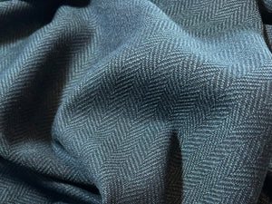 Green & Navy Lightweight 100% Wool Herringbone     1/4 Metre Price
