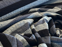 Load image into Gallery viewer, Blue Textured Stripe Cable Knit 93% Polyester 5% Rayon 2% Spandex