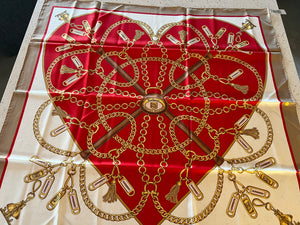 Designer Love Heart 100% Silk Scarf  50% Off Only 1x Available