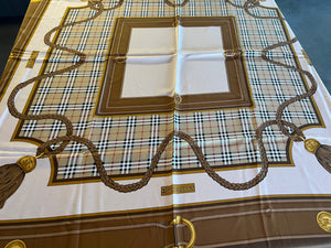 Designer Camel Equestrian Large 100% Silk Scarf Shawl 75% Off Only 1x Available