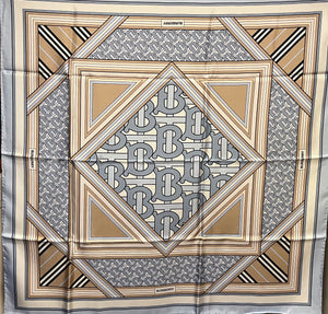 Designer Montage Print Pale Blue/Pistachio 100% Silk Scarf  50% Off Only 1x Available