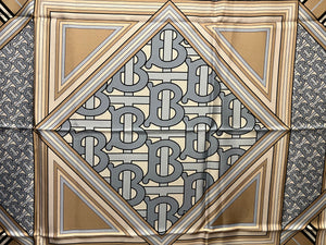 Designer Montage Print Pale Blue/Pistachio 100% Silk Scarf  50% Off Only 1x Available
