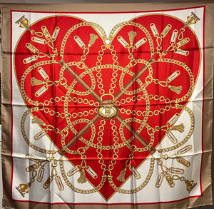 Designer Love Heart 100% Silk Scarf  50% Off Only 1x Available