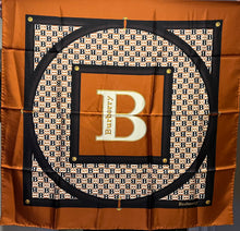 Load image into Gallery viewer, Designer Orange Logo 100% Silk Scarf  50% Off Only 1x Available