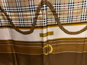 Designer Camel Equestrian Large 100% Silk Scarf Shawl 75% Off Only 1x Available