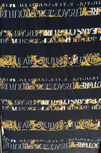 Load image into Gallery viewer, Designer Black &amp; Gold Designer Baroque Scroll 100% Cotton Pique Knit.    1/4 Meter Price