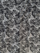 Load image into Gallery viewer, Designer Grey &amp; Black Baroque 100% Cotton Knit   1/4 Metre Price