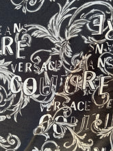 Load image into Gallery viewer, Designer Grey &amp; Black Baroque 100% Cotton Knit   1/4 Metre Price