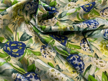 Load image into Gallery viewer, #1531 Designer Blue Abstract Hydrangea Floral  100% Cotton Remnant