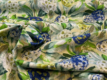 Load image into Gallery viewer, #1531 Designer Blue Abstract Hydrangea Floral  100% Cotton Remnant