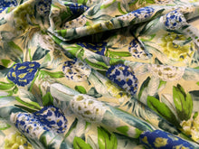 Load image into Gallery viewer, #1531 Designer Blue Abstract Hydrangea Floral  100% Cotton Remnant