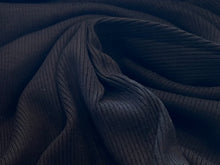 Load image into Gallery viewer, Black 68% Bamboo 28% Cotton 4% spandex rib knit.  1/4 Metre Price