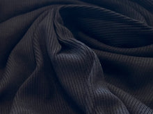 Load image into Gallery viewer, Black 68% Bamboo 28% Cotton 4% spandex rib knit.  1/4 Metre Price