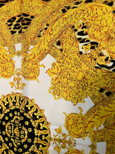 Load image into Gallery viewer, Exclusive Designer Versace Inspired Gold &amp; Black 100% Silk Scarf.