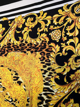 Load image into Gallery viewer, Exclusive Designer Versace Inspired Gold &amp; Black 100% Silk Scarf.