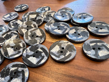 Load image into Gallery viewer, Black &amp; Grey Splatter Coconut Shell Button.    Price per Button