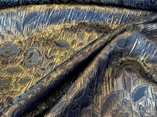 Load image into Gallery viewer, Steel Blue &amp; Silver Floral Matelasse.   1/4 Metre Price