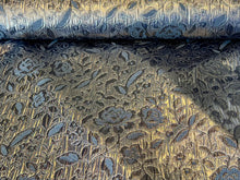 Load image into Gallery viewer, Steel Blue &amp; Silver Floral Matelasse.   1/4 Metre Price