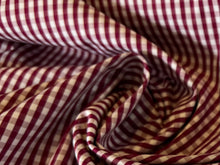 Load image into Gallery viewer, Burgundy &amp; White Gingham Shirting 100% Cotton.   1/4 Metre Price