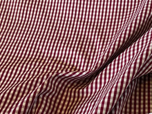 Load image into Gallery viewer, Burgundy &amp; White Gingham Shirting 100% Cotton.   1/4 Metre Price