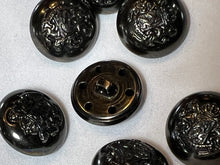 Load image into Gallery viewer, Vintage Black Glossy Coat of Arms Shank Button
