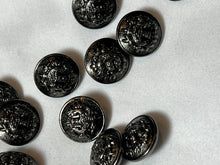 Load image into Gallery viewer, Vintage Black Glossy Coat of Arms Shank Button